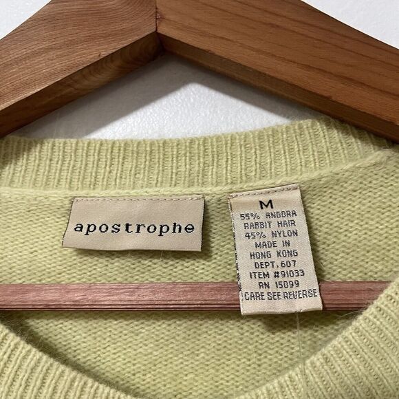 VTG Apostrophe Angora Blend 3/4 Sleeve Button Cardigan Sweater Size M Lime NWOT - Picture 5 of 7